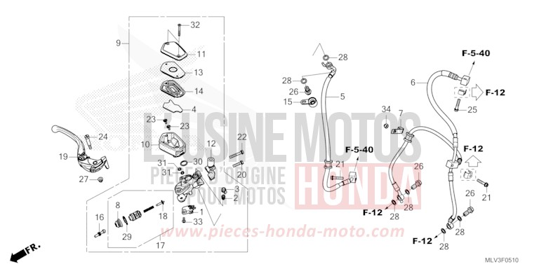 MAITRE-CYLINDRE DE FREIN AVANT CYLINDRE de CB1000F "Big One" GRAPHITE BLACK (NHB01) 2026